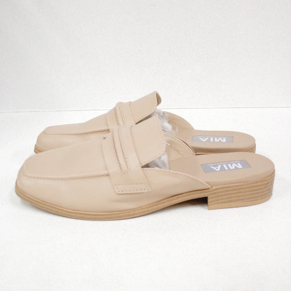 MIA Milia Beige Loafer Mule Women's Size 8 Slip-On Neutral Capsule Wardrobe Shoe
